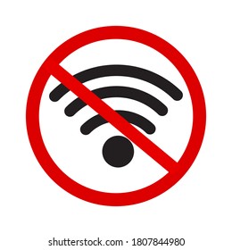 Vector wifa icon. Prohibition of the use of wai fay. Jamming the wireless connection. Wi-Fi coverage loss symbol.