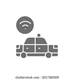 Vector Wi-Fi car, taxi wireless gray icon.