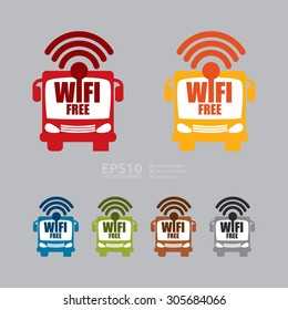 Vector : Wifi Free on Bus Infographics Flat Icon, Sign