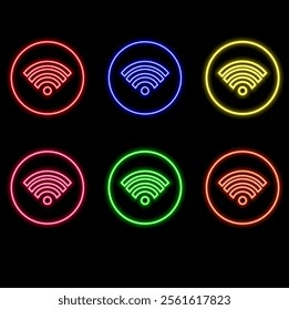 Vector Wifi Icon Neon Style.