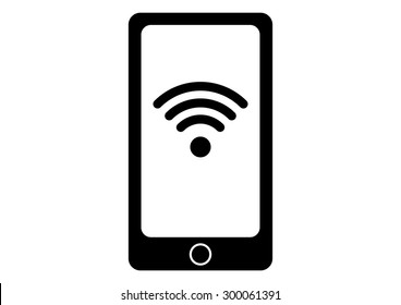 Vector wifi icon on white background. Wifi logo on phone.