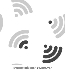 Vector wi-fi icons with different signal received seamless pattern on a white background.