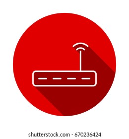 Vector wifi modem Icon isolated on red background with long shadow. flat icon