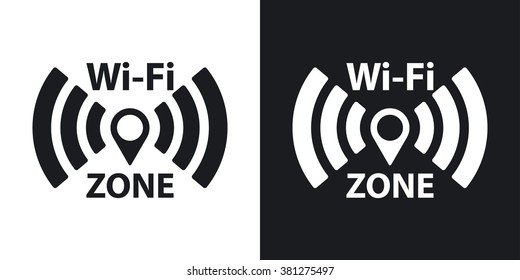 Vector Wi-Fi network icon. Two-tone version on black and white background
