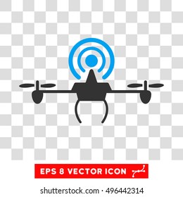 Vector Wifi Repeater Drone EPS vector pictograph. Illustration style is flat iconic bicolor blue and gray symbol on a transparent background.
