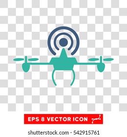 Vector Wifi Repeater Drone EPS vector pictograph. Illustration style is flat iconic bicolor cobalt and cyan symbol on a transparent background.