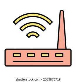 Vector WIFI Router Filled Outline Icon Design
