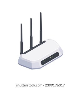 vector wifi router, wireless broadband modem with antennas isolated on white