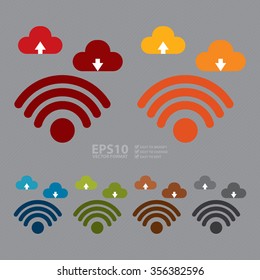 Vector : Wifi Service, Cloud Computing Infographics Flat Icon, Sign