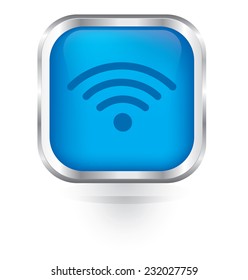 Vector wifi sign icon glossy button 