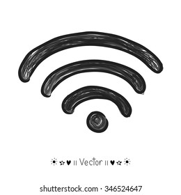 Vector wifi sketch icon for web and mobile. Hand drawn, Illustration EPS10 great for any use.