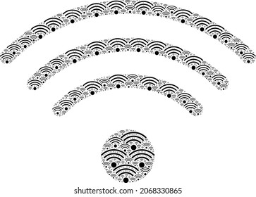 Vector wi-fi source fractal is created of repeating recursive wi-fi source pictograms. Fractal collage of wi-fi source.