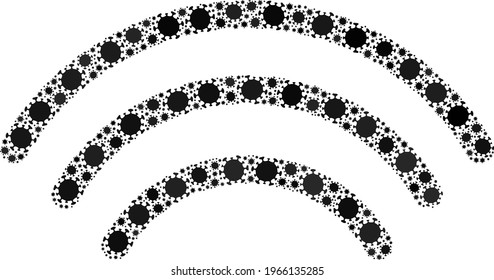 Vector wi-fi waves covid mosaic icon organized for pharmacy projects. Wi-fi waves mosaic is created of random covid infection parts.