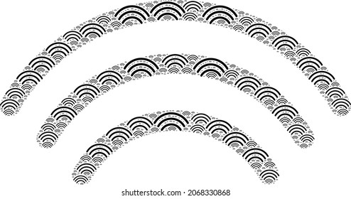 Vector wi-fi waves fractal is constructed of random recursive wi-fi waves parts. Fractal combination of wi-fi waves.