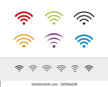 vector wifi wireless hotspot internet signal symbol icon collection