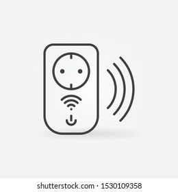 Vector Wifi Wireless Smart Socket concept outline icon or sign