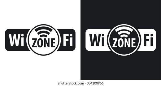 Vector Wi-Fi zone icon. Two-tone version on black and white background