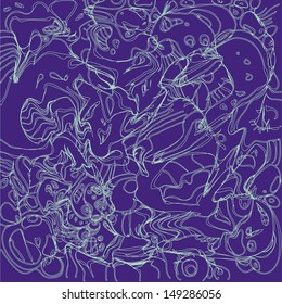 vector wild abstract doodles outline characters on dark background