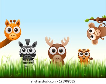 vector wild animals in the jungle - Separate layers for easy editing