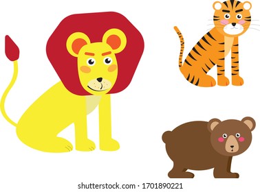 Vector de animales salvajes tigre y oso