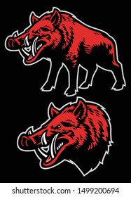 vector of wild boar mascot set