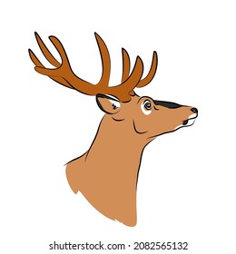 vector wild deer forest mammal animal portrait horns logo hunting symbol emblem