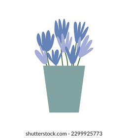 Vector wild flowers in vase flat vector illustration