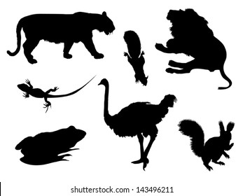 Vector wild isolated animals set 1