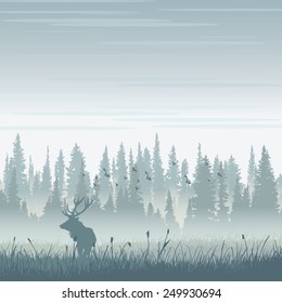 Vector wild moose in mountains