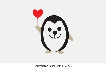 vector wild penguin illustration. Cute penguin icon in flat style.