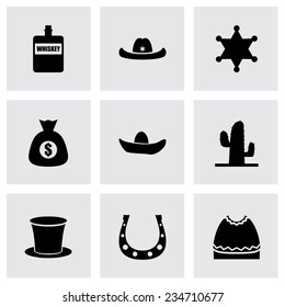 Vector wild west icon set on grey background