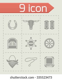 Vector Wild West icon set on grey background