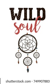 Vector wild west lettering in boho style Wild Soul