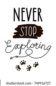 Vector wild west lettering in boho style Never Stop Exploring