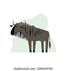 Vector wildebeest  illustration in simple flat geometric style.