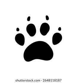 Vector wildlife trail clipart. Fox and wolf paw step element. Black silhouette animal track doodle symbol. Dog footprint sign.