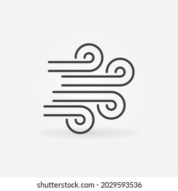 Icono o símbolo de concepto de viento vector en estilo de línea delgada