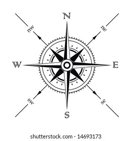 Vector wind rose compass silhouette