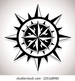 Vector wind rose compass silhouette