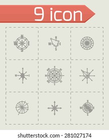 Vector Wind rose icon set on grey background