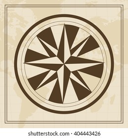 Vector Wind rose on a world map background