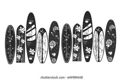 vector Wind surfing boards. Flat horizontal banner. Wind surfing boards. Vector illustration