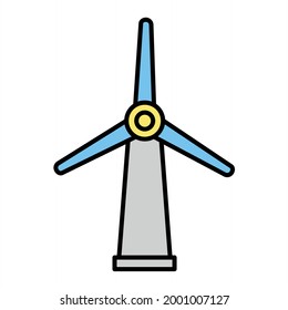 Vector Wind Turbine Filled Outline Icon Design
