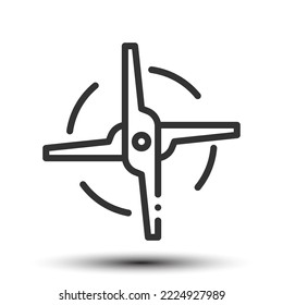 Vector wind turbine outline icon on the empty white background, power and energy concept, 64x64 pixel perfect for website UI media, mobile application, poster design