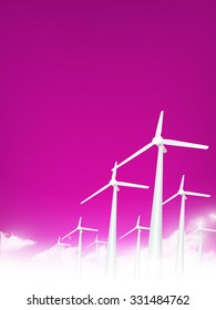 vector wind turbines above the clouds