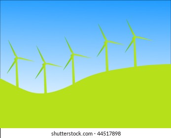 Vector Wind Turbines and Blue Sky