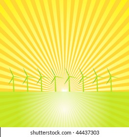 Vector Wind Turbines With Sunbeams