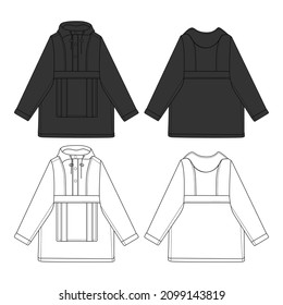 Vector Windbreaker Style 3 Black and White Sleeves Streetwear Fashion Illustration Design Commercial Use