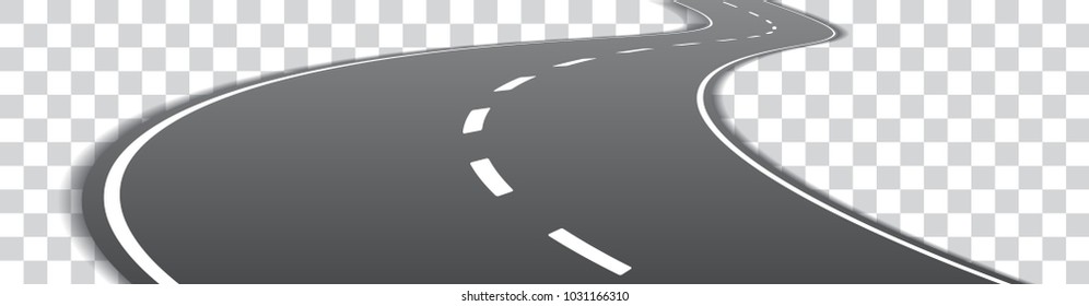 Vector winding road isolated on transparent background. 
