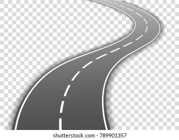 Vector winding road isolated on transparent background. Vector EPS 10.